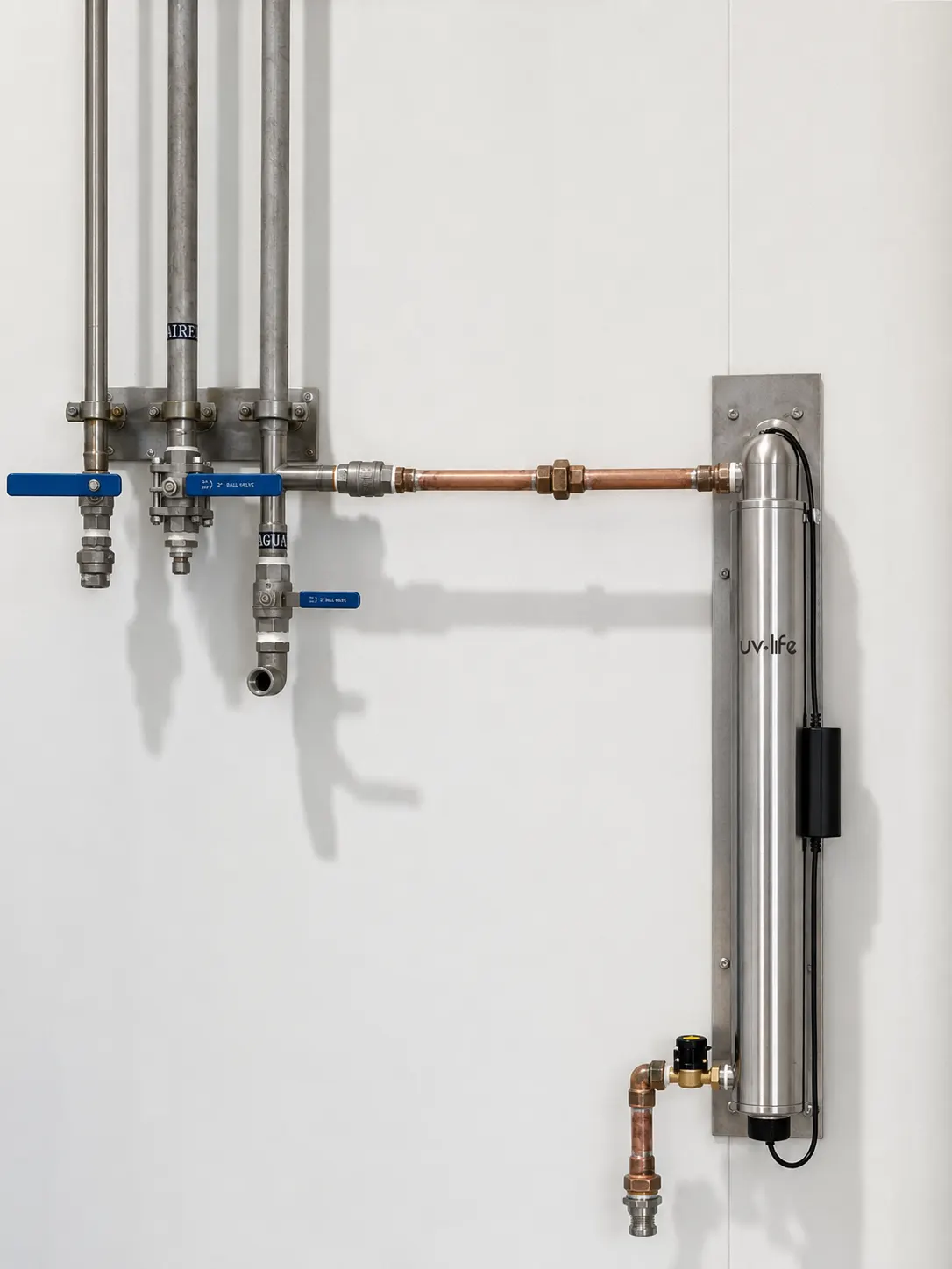 UV-Life UV-C reactor mounted vertically on the water line at the Quillayes plant