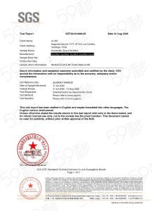 Relatório de ensaio SGS da Lâmpada LED UV-C UFO 200 da UV-Life, página 1